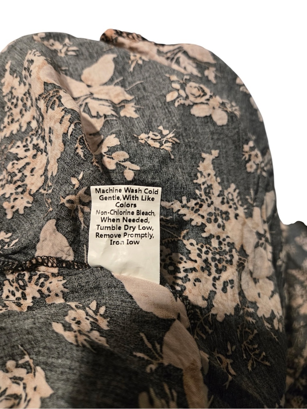 BROVAVE Black Floral Boho Midi Dress SZ L Cottagecore Romantic - Picture 9 of 10